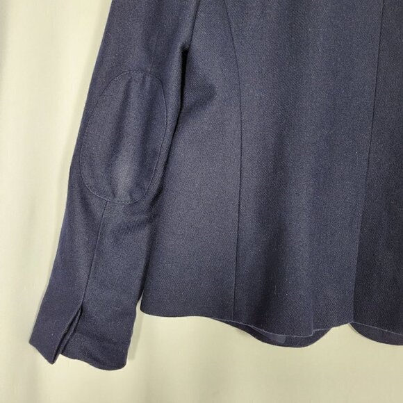 Loft Women's Navy 53% Wool Blend Elbow Patches Academia Style Blazer Size 6 - Picture 8 of 13